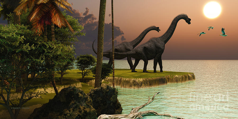 Brachiosaurus Sunset Painting