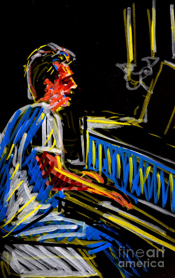 Brad at the Piano Drawing by Candace Lovely
