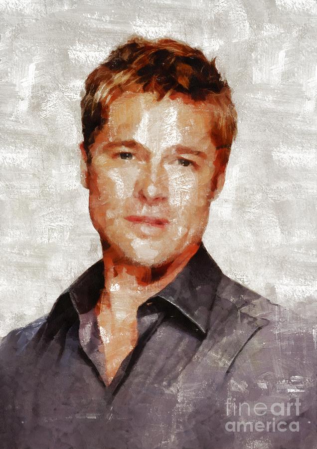 Brad Pitt, Hollywood Legend By Mary Bassett Painting
