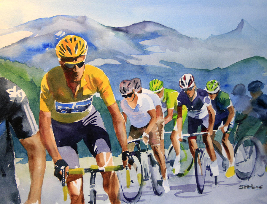 Brad Wiggins in Yellow Painting by Shirley  Peters