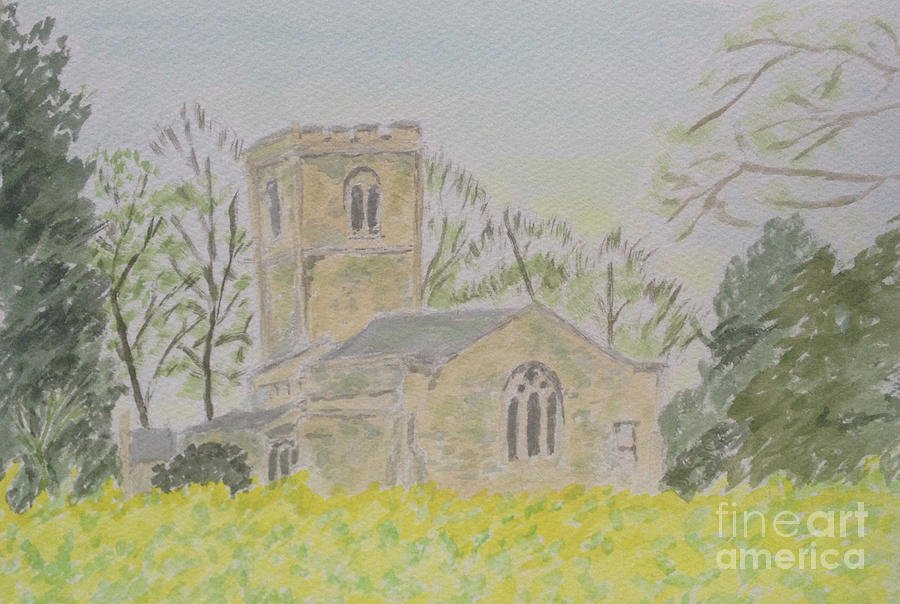 Spring Landscape Painting - Brailsford Church In Splendid Nature by Sawako Utsumi Spring Landscape Painting - Brailsford Church In Splendid Nature by Sawako Utsumi