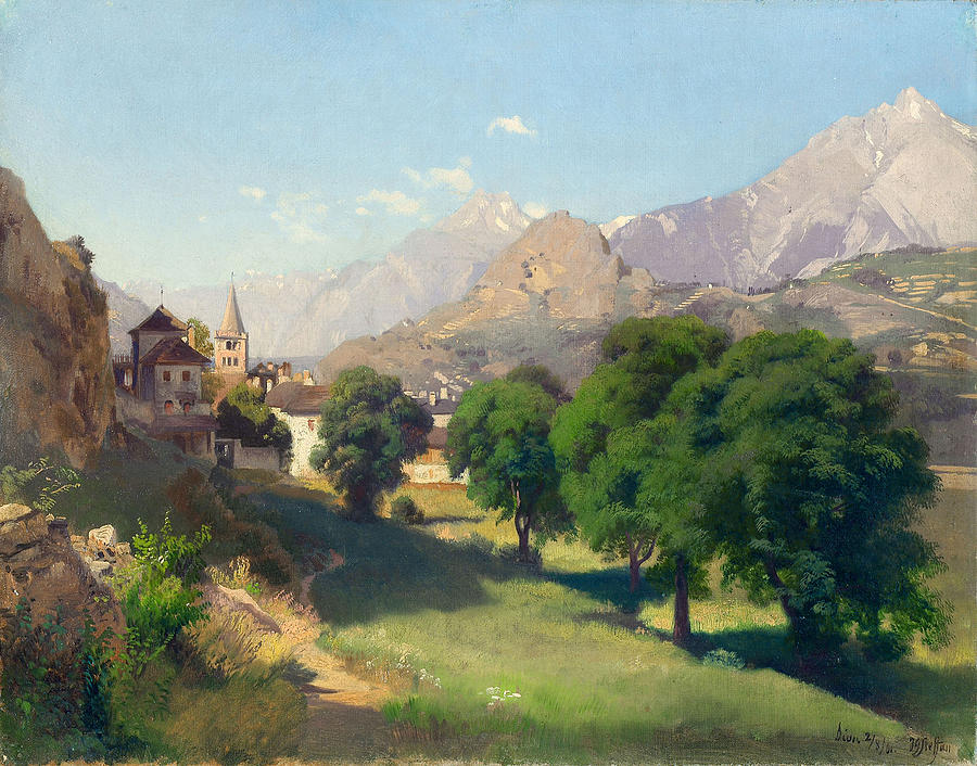 Bramois. Wallis. 1861 Painting by Johann Gottfried Steffan - Fine Art ...