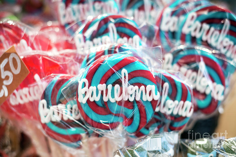 Branded Lollypop Candy In Tourist Souvenir Shop In Barcelona Spa Photograph