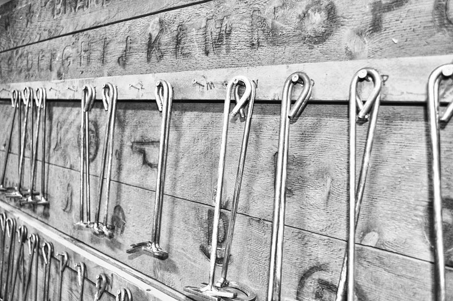 Branding Irons black and white photography Photograph by Ann Powell