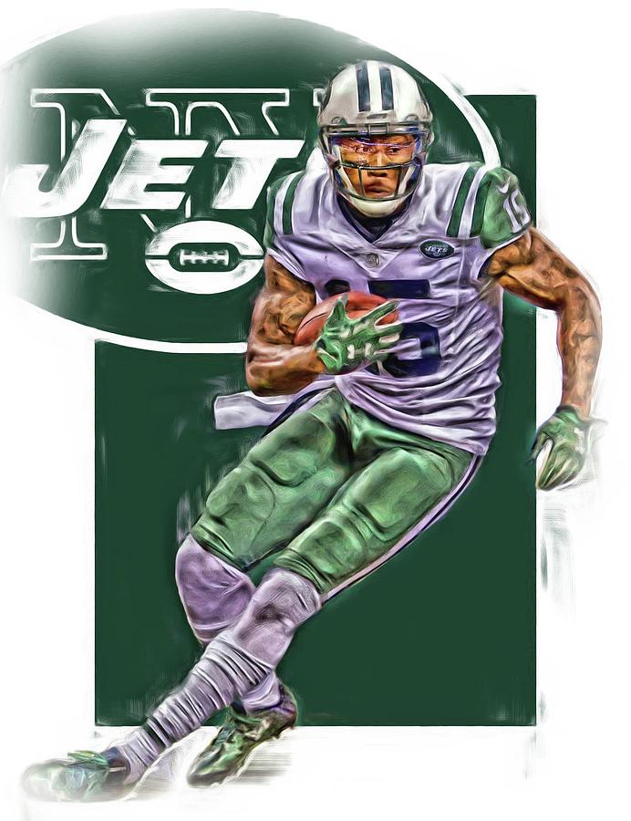 Brandon Marshall New York Jets Oil Art Mixed Media by Joe Hamilton - Fine  Art America