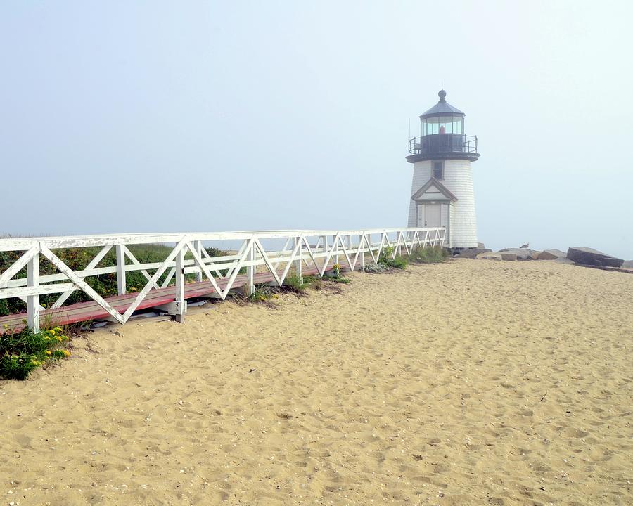 Brant Point in fog Photograph by Corinne Rhode