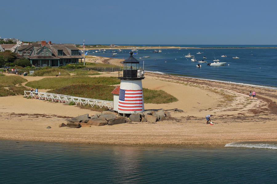 Brant Point Lighthouse from Nantucket Ferry Photograph by John Burk
