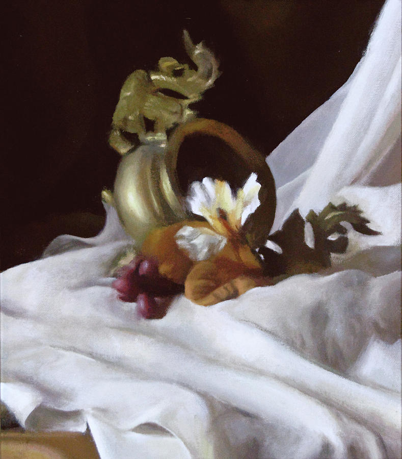 Still Life Painting - Brass and Ice Dancer Lily by John Folley