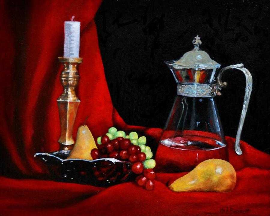 Still Life Painting - Brass, Glass and Silver by Valerie Bassett