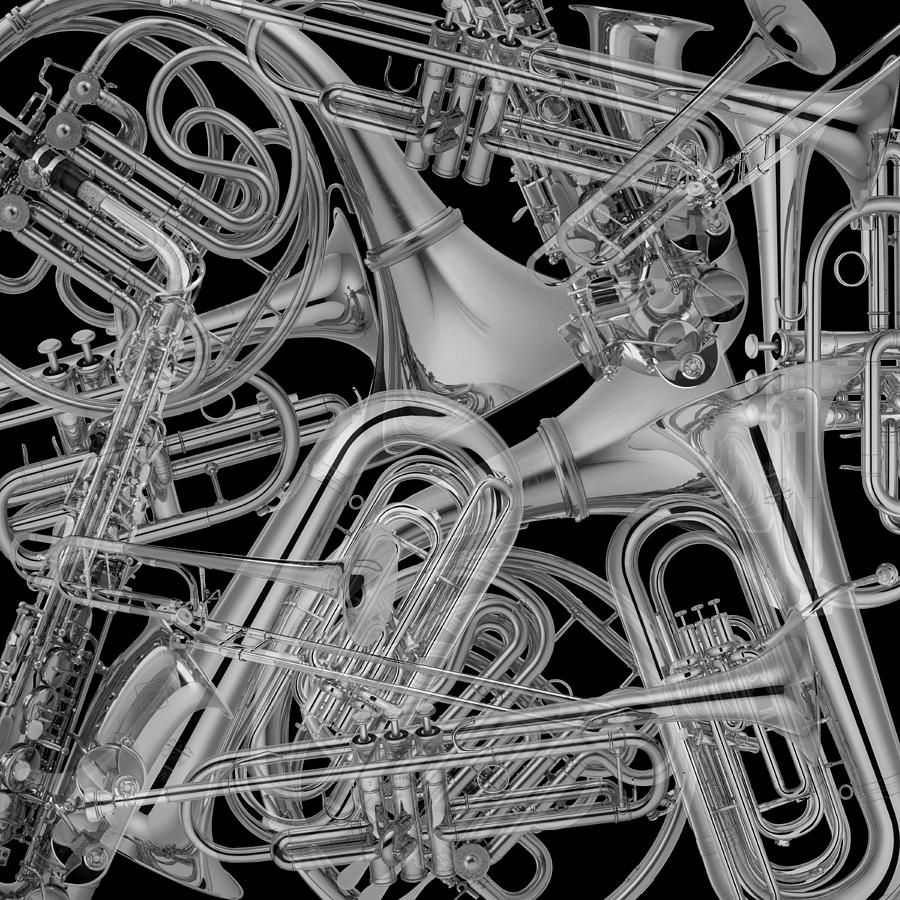 Brass Instruments BW Photograph by Andrew Fare