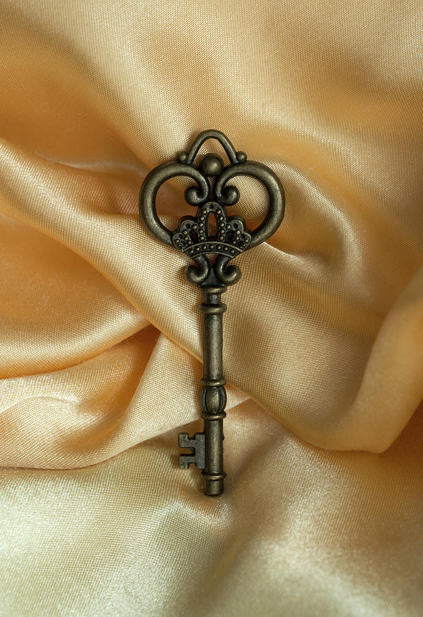 Still Life Photograph - Brass ornamented key by Jaroslaw Blaminsky