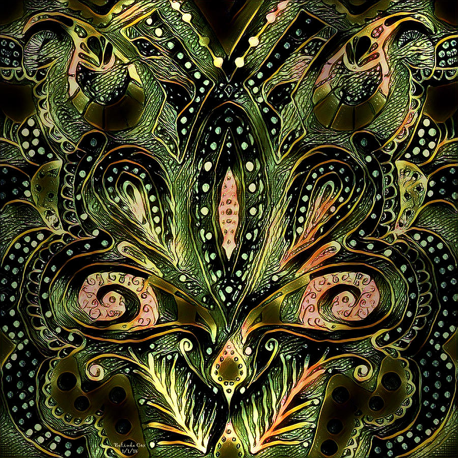 Brassy Fleur De Lys Mandala Digital Art by Artful Oasis