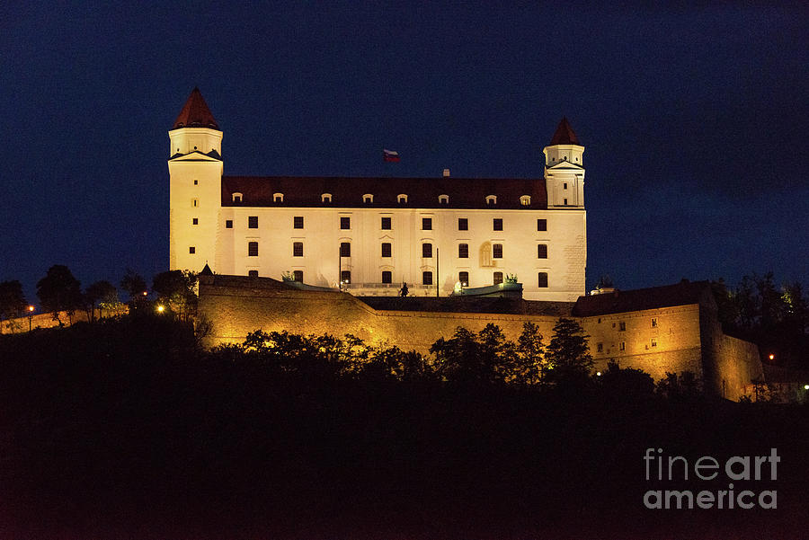 Bratislava Castle After Dark Photograph by Bob Phillips
