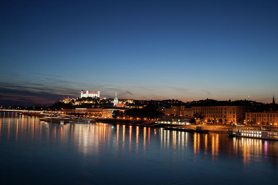 Bratislava City Night River View Photograph by Artur Bogacki