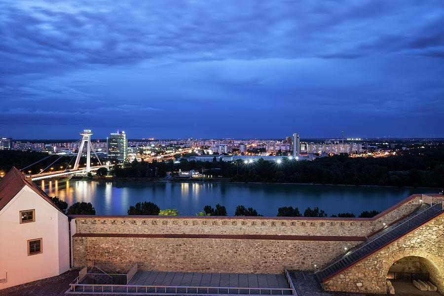 Bratislava City Skyline at Blue Hour Photograph by Artur Bogacki