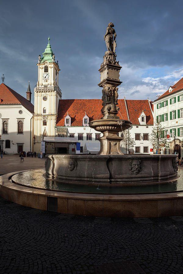 Bratislava Old Town Hall And Roland Fountain Photograph by Artur Bogacki