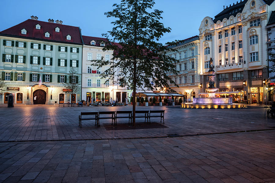 Bratislava Old Town Main Square at Dusk Photograph by Artur Bogacki