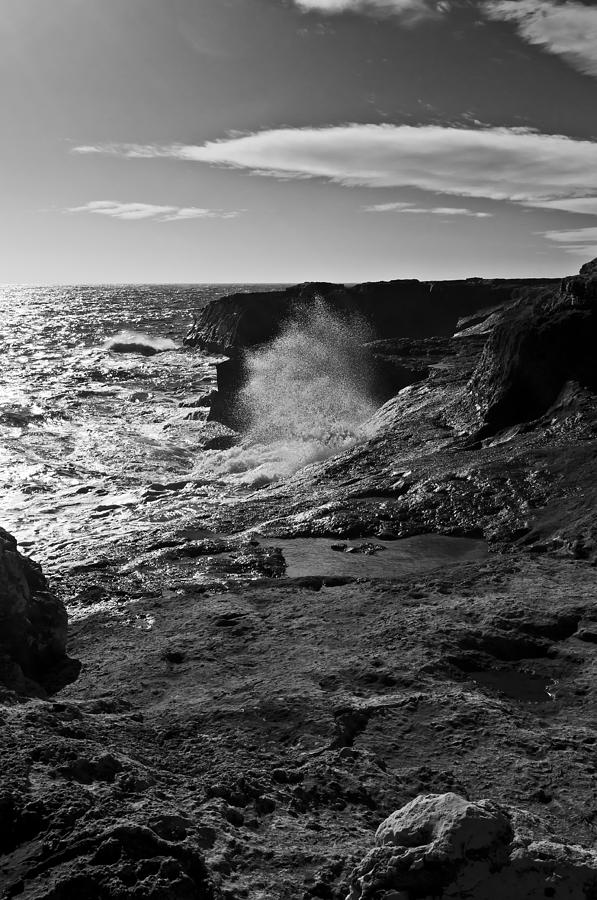 North shore Menorca - Brave sea in black and white Photograph by Pedro Cardona Llambias