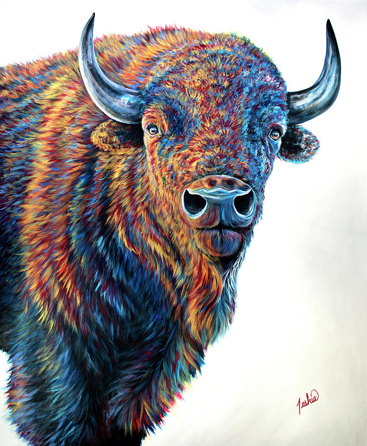 Bison Painting - Braveheart by Teshia Art