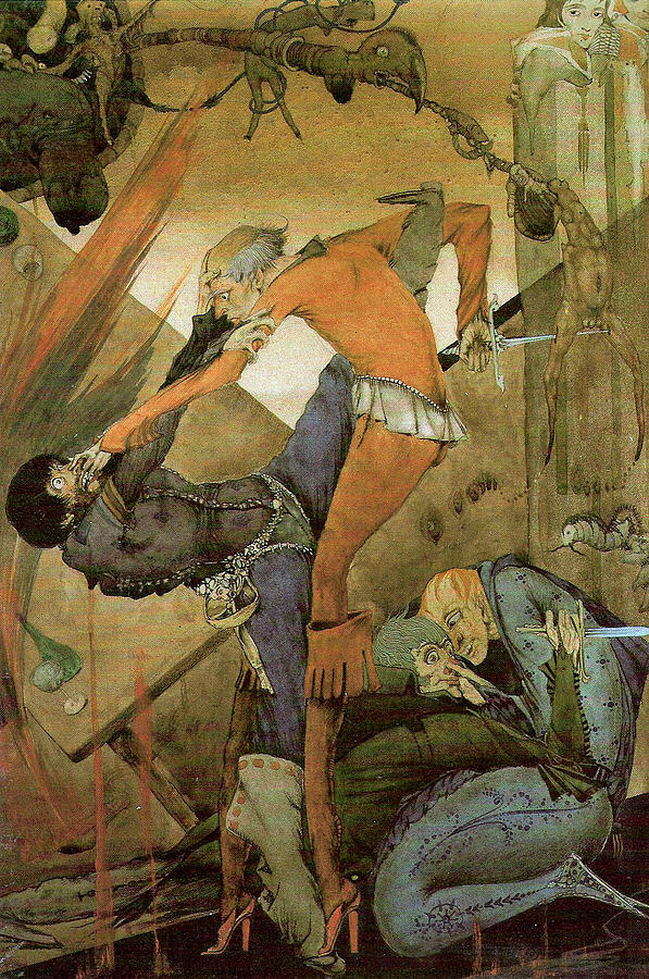 Book Painting - Brawl from Faust by Harry Clarke
