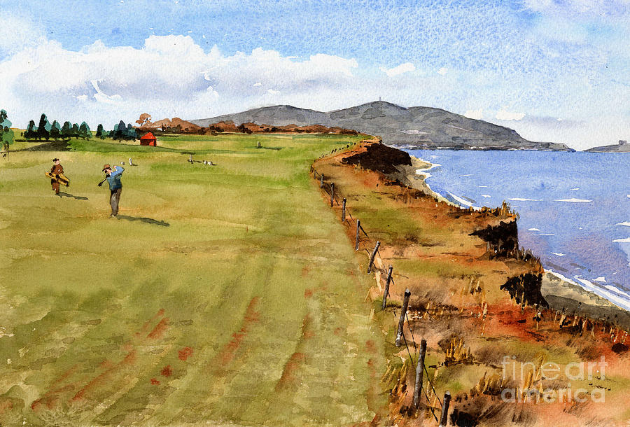F 785  BRAY Golf 11th hole Painting by Val Byrne