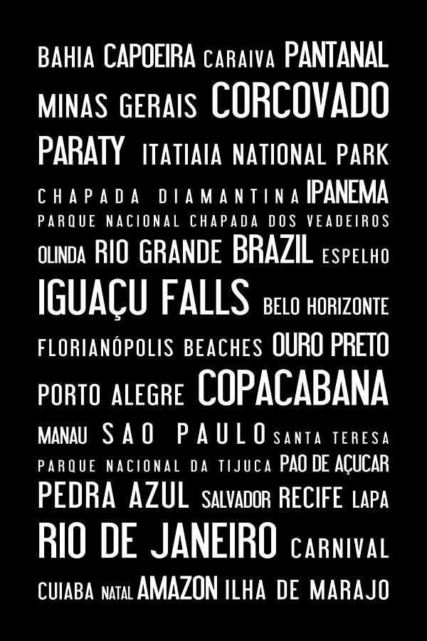 Brazil, Black And White Poster Digital Art