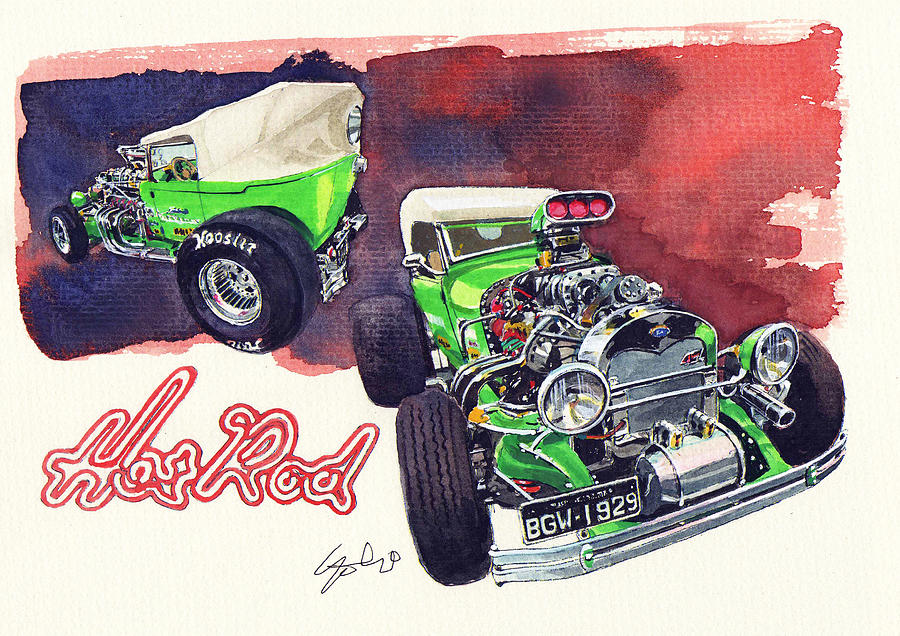 Brazilian Hot Rod V8 Painting by Yoshiharu Miyakawa