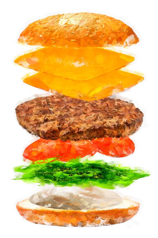 Cheeseburger Digital Art - Brazilian Salad Cheeseburger by Caito Junqueira