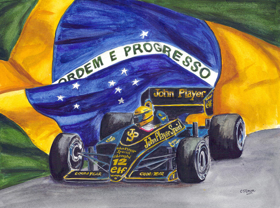Brazils Ayrton Senna Painting by Clara Sue Beym