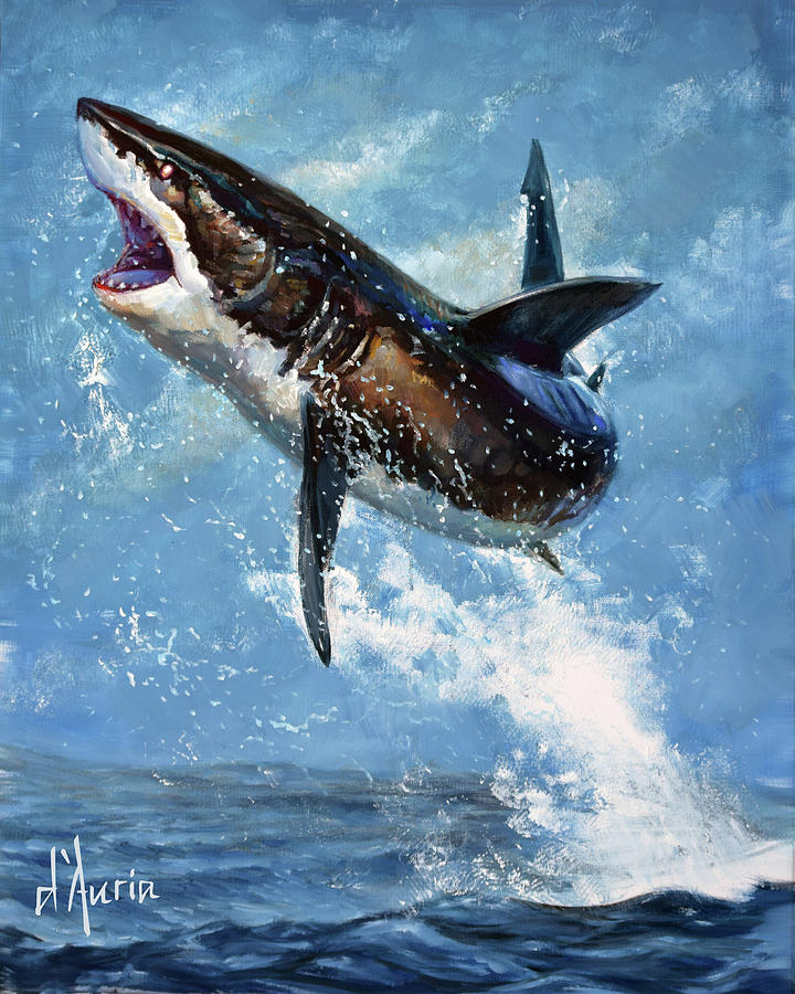 Jaws Painting - Breaching by Tom Dauria