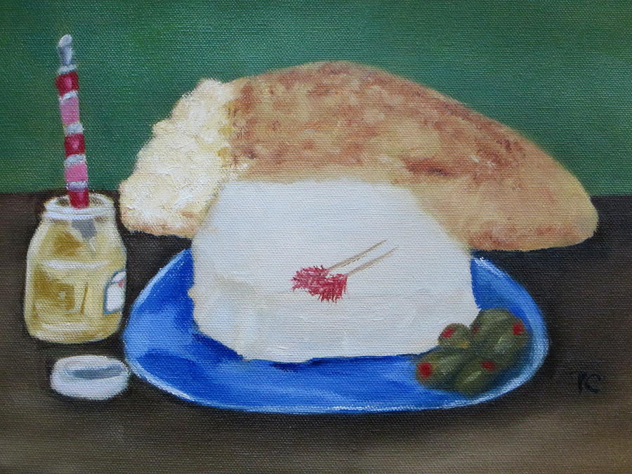 Still Life Painting - Bread and cheese by Patricia Cleasby