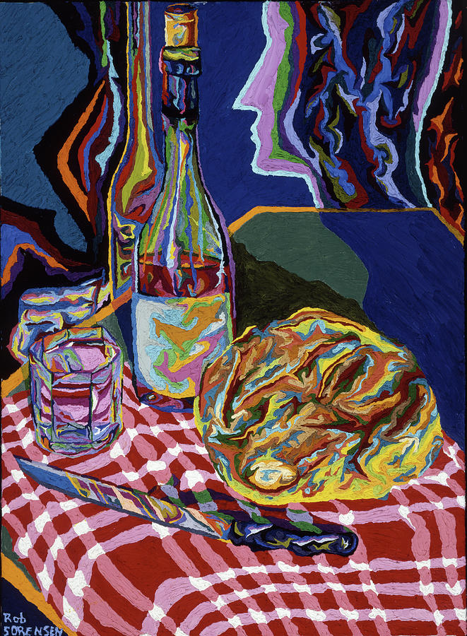 Bread Painting - Bread and Wine of Life by Robert SORENSEN