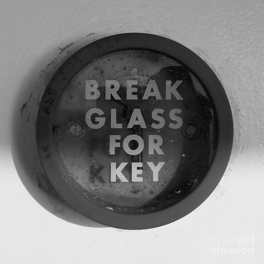 Break Glass For Key - Black and White Photograph by Jason Freedman