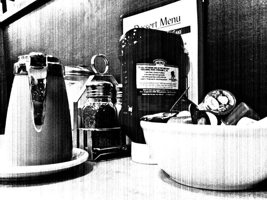 Breakfast At Spors In Black And White Photograph