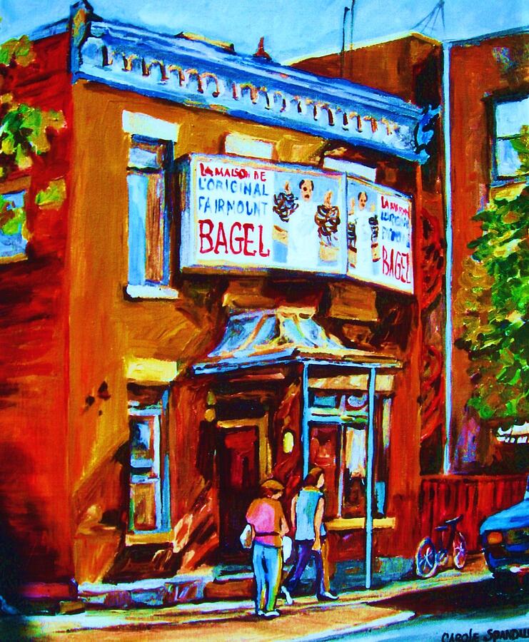 Breakfast At The Bagel Cafe Painting by Carole Spandau