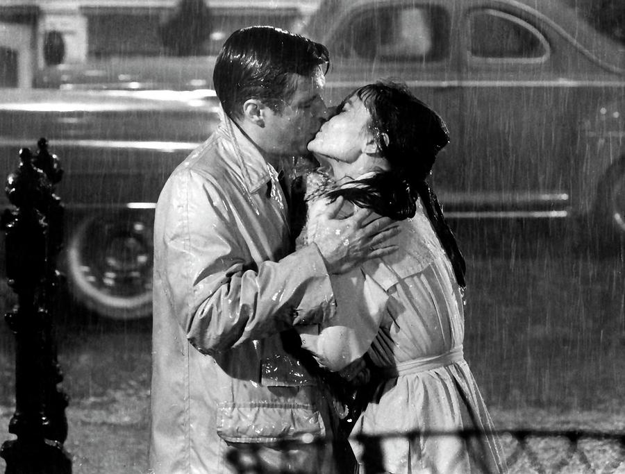 BREAKFAST AT TIFFANYS Audrey Hepburn and George Peppard Photograph by Vintage Collectables