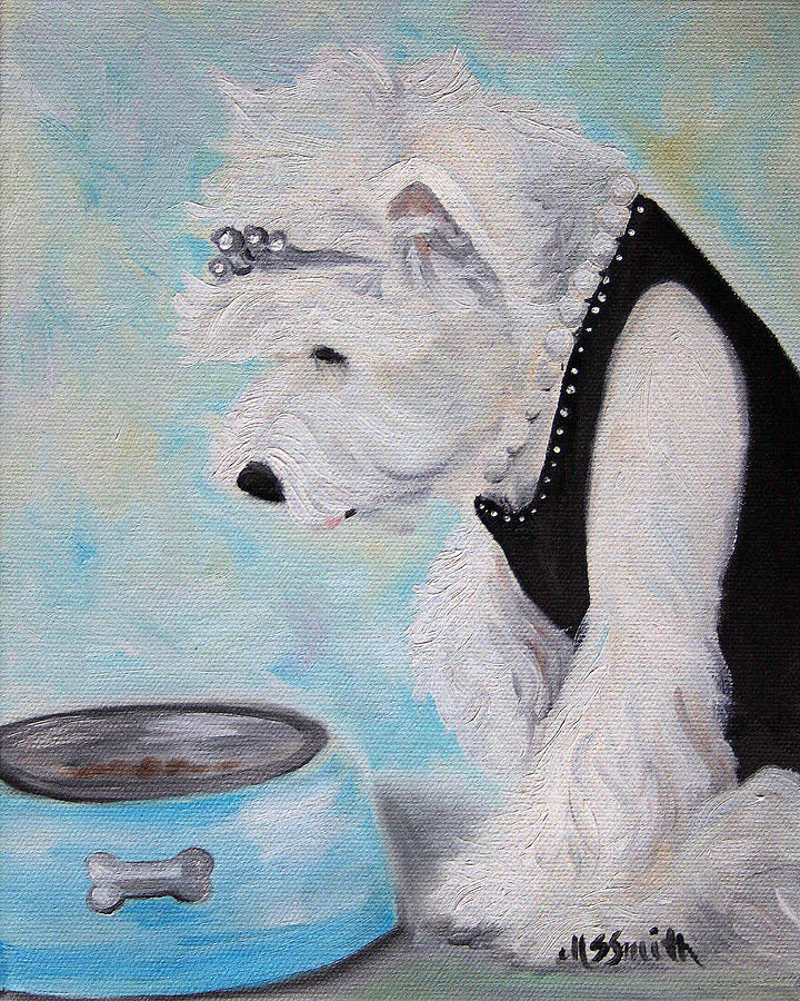 Dog Painting - Breakfast at Tiffanys by Mary Sparrow