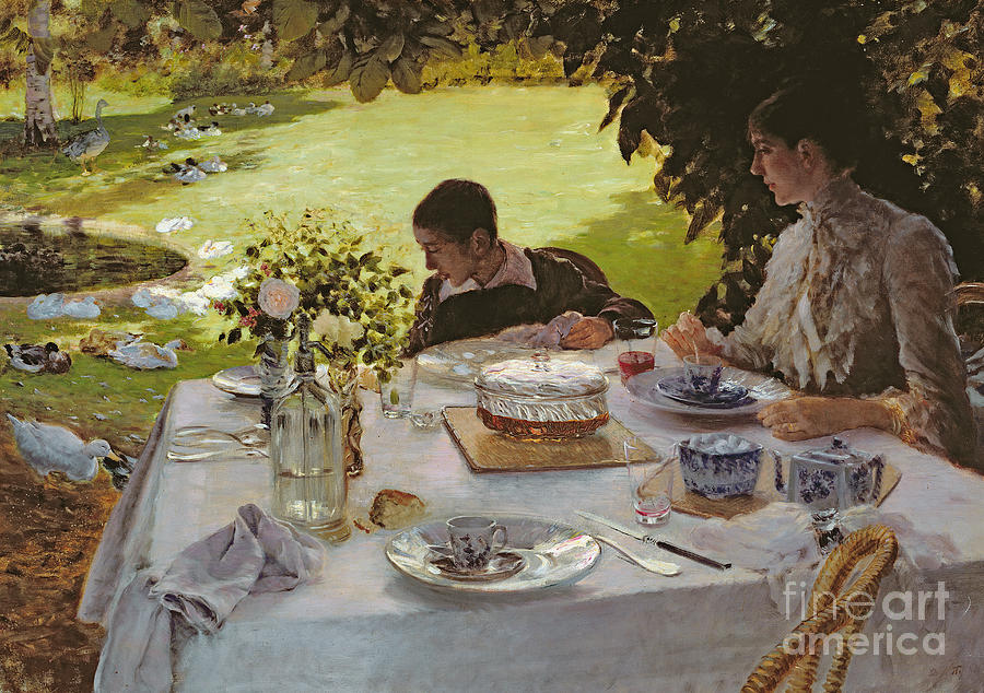 Duck Painting - Breakfast in the Garden, 1883 by Giuseppe Nittis