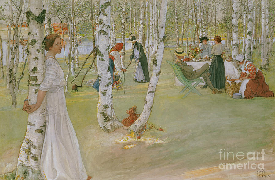 Breakfast in the Open, 1910 Painting by Carl Larsson