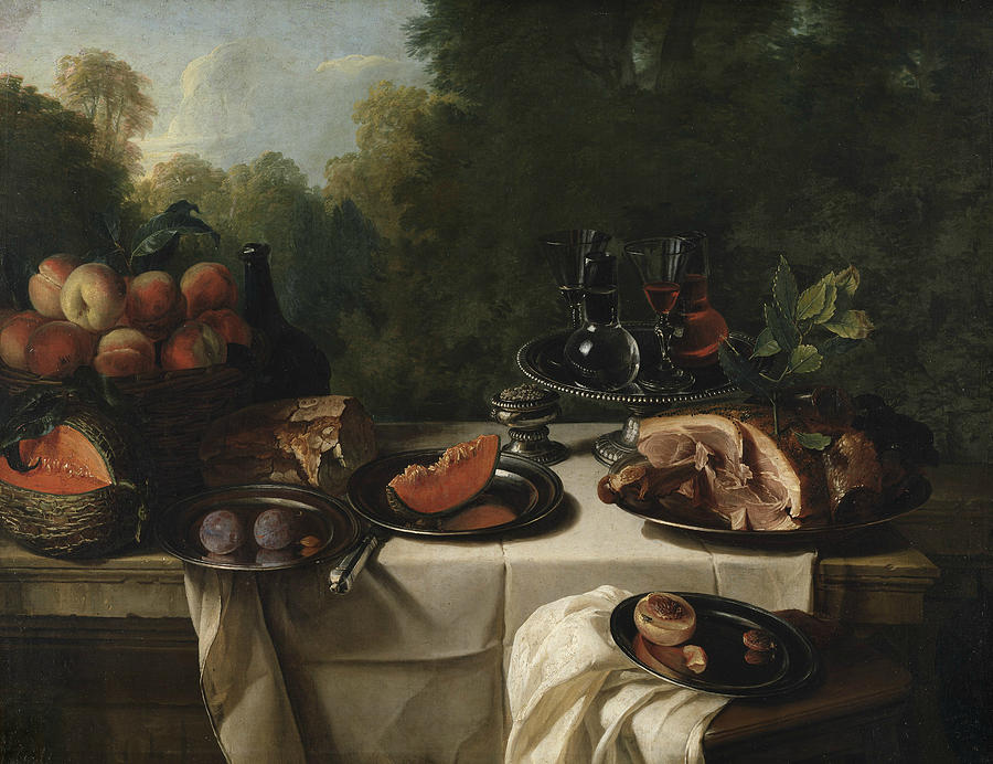 Breakfast Piece with Ham Painting by Alexandre-Francois Desportes