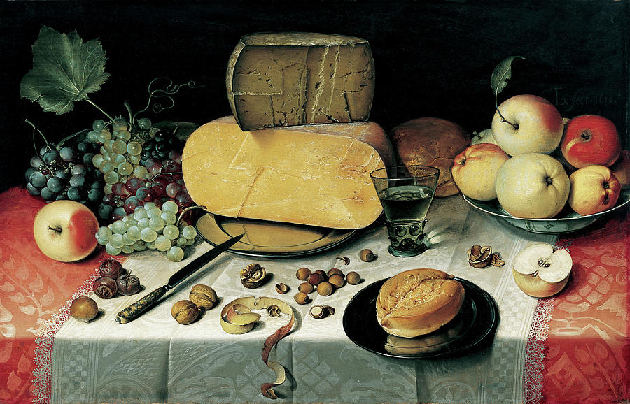 Still Life Painting - Breakfast with Cheese and Nuts by Philip Ralley