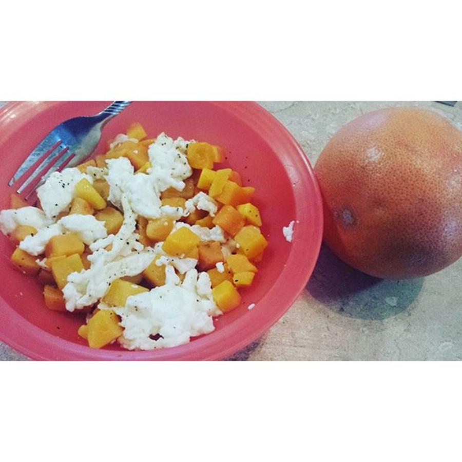 Grapefruit Photograph - Breakfast!! Yumm!! Egg Whites, Squash by Chelsea Johnson