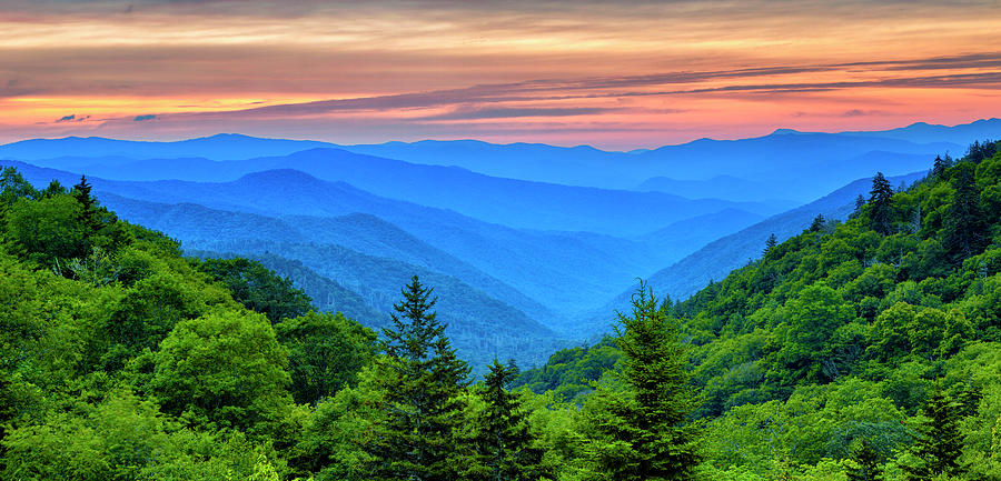 Breaking Dawn at Oconaluftee River Valley Photograph by Stephen Stookey