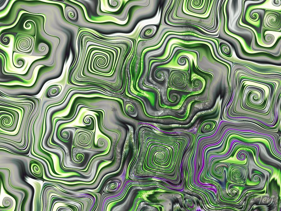 Abstract Digital Art - Breaking Green by Tom White