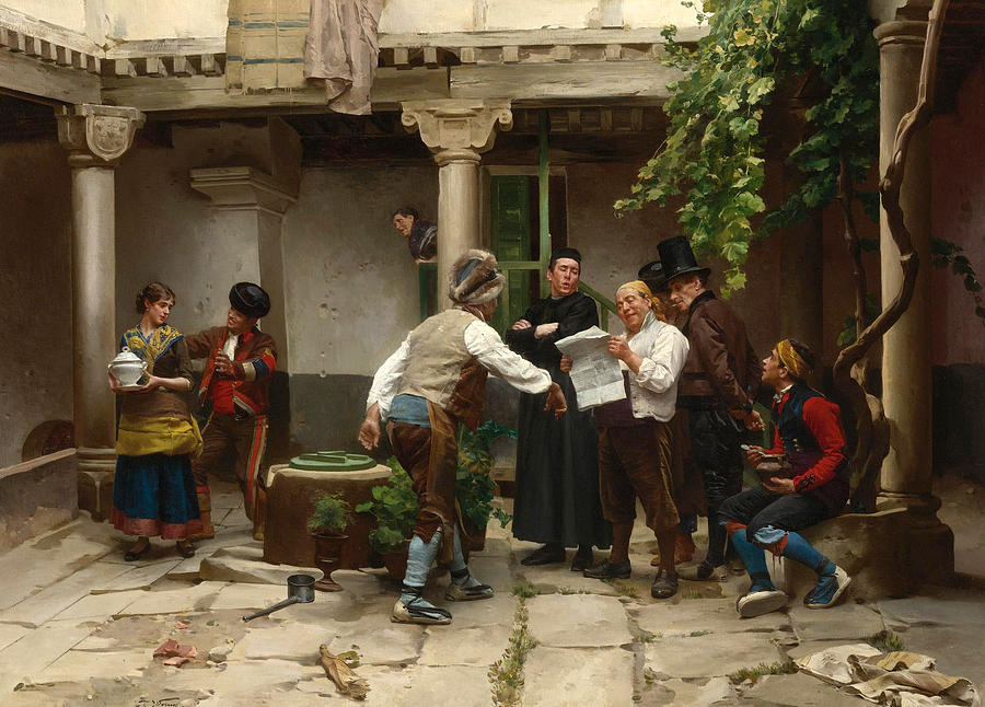 Breaking the News Painting by Jules Worms