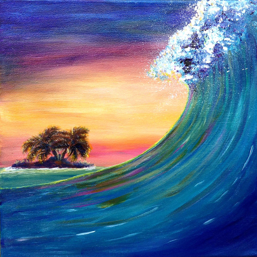 Beach Painting - Breakwater Glow by J Lopez