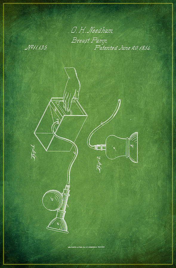 Breast Pump Patent Drawing 1e Mixed Media by Brian Reaves