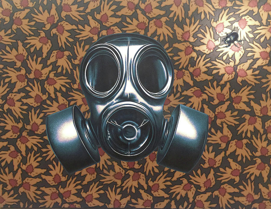 Gas Mask Painting - Breathless by Stephen Hall Gas Mask Painting - Breathless by Stephen Hall