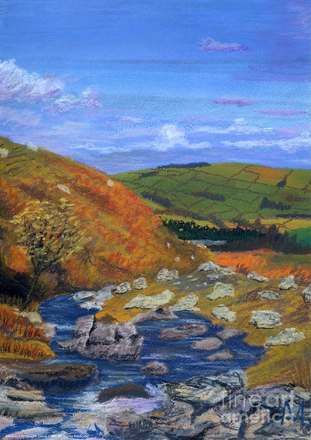 Brecon Beacon National Park Hills and Stream Pastel by Edward McNaught-Davis