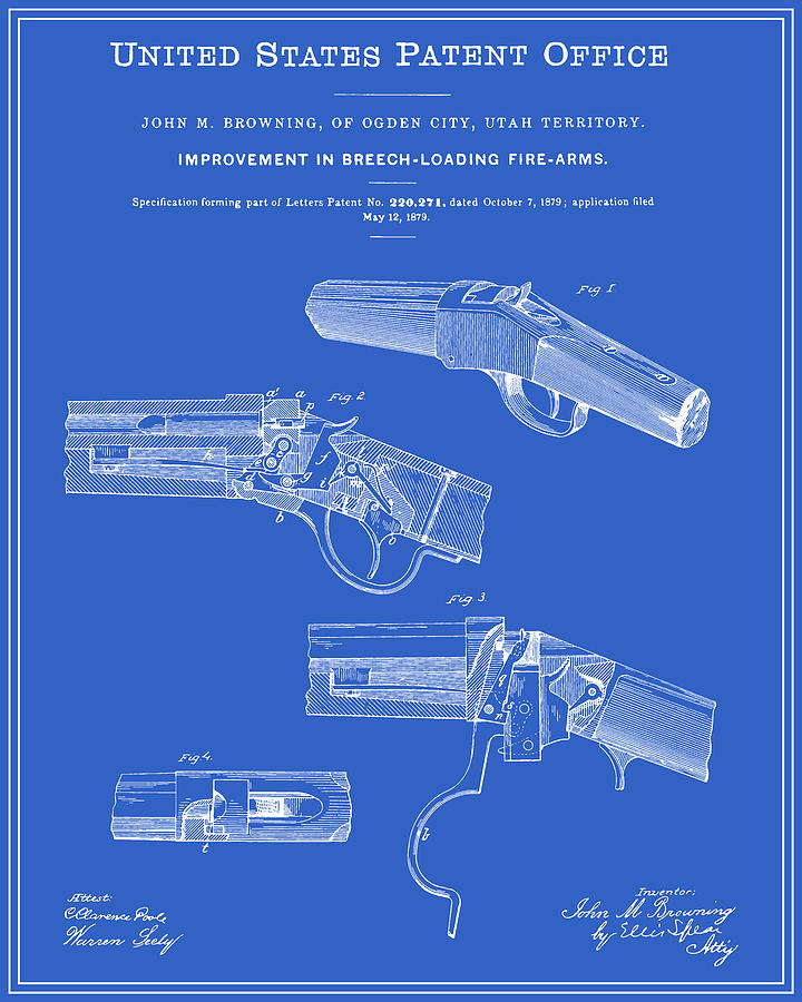 Breech Loading Rifle Patent - Blueprint Digital Art by Finlay McNevin